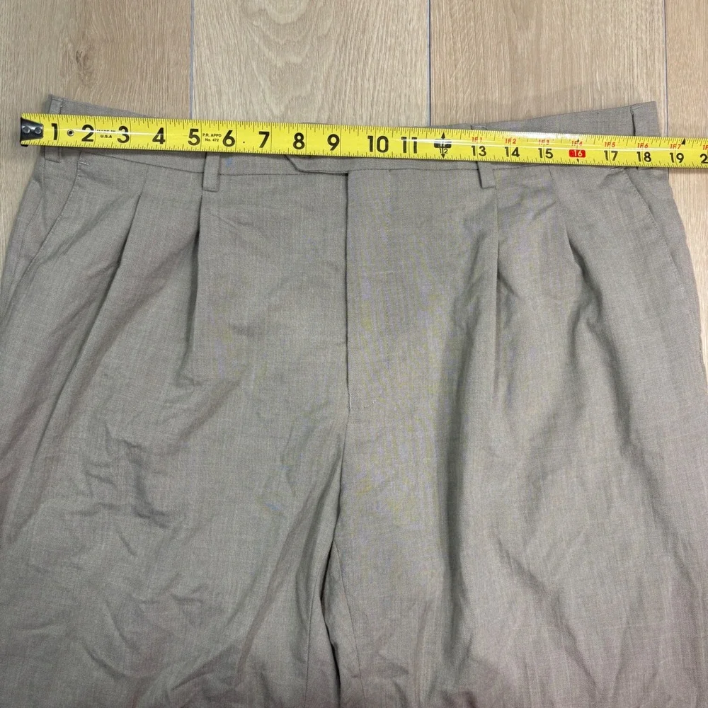 Ralph Lauren Mens Pleated Dress Pants Taupe Cuffed Trousers 38W x 30L RN 90736